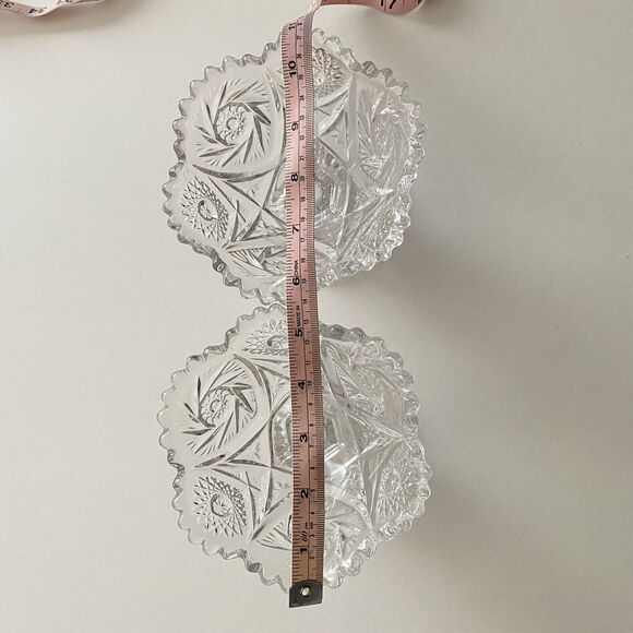 Cut / Pressed Clear Glass Vintage Pedestal Candy Dish SET OF 2 - Picture 5 of 6